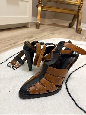 Alexander Wang Women's Two-Tone Brown and Black Strappy High Heel Sandals